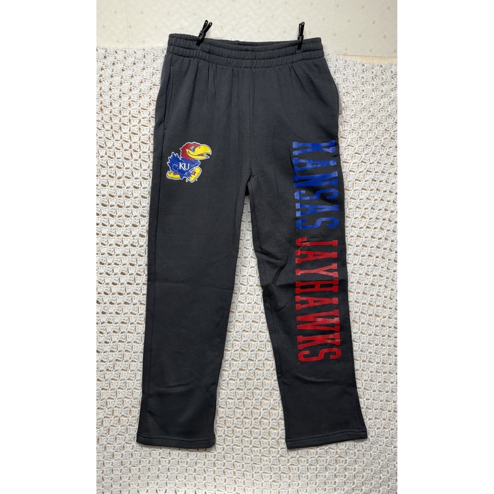 Kansas Jayhawks Basketball Sweatpants Men Sz L Gray Pull On Stadium Athletic NWT